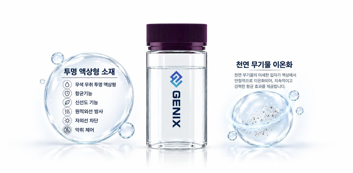 GENIX clear liquid agent and mineral ionisation technology